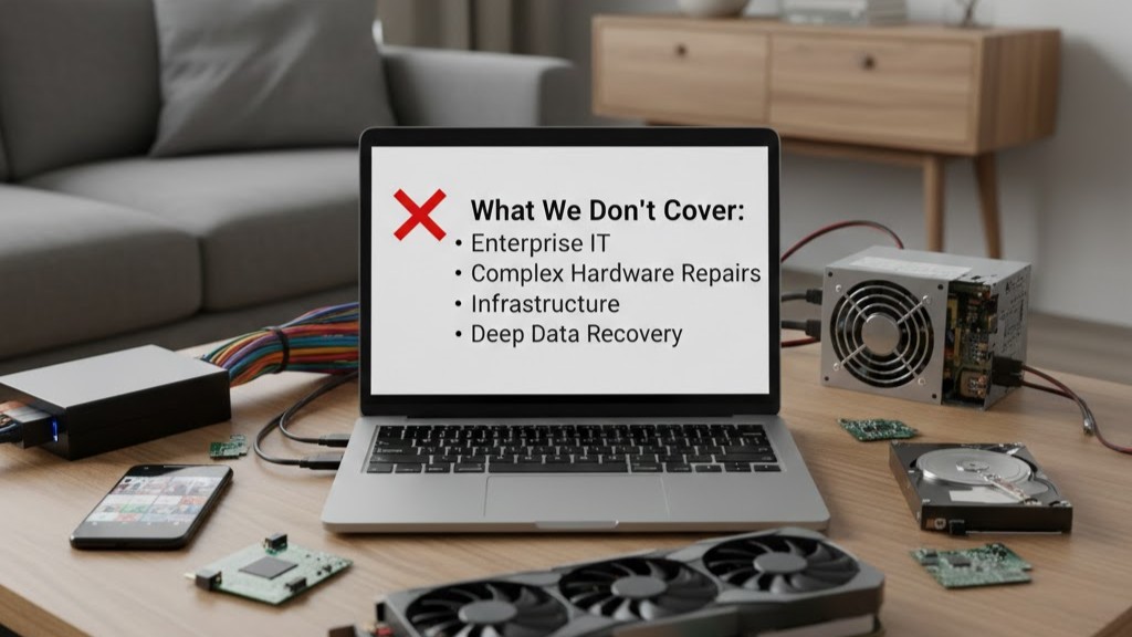 Clear boundaries showing which IT services are not offered